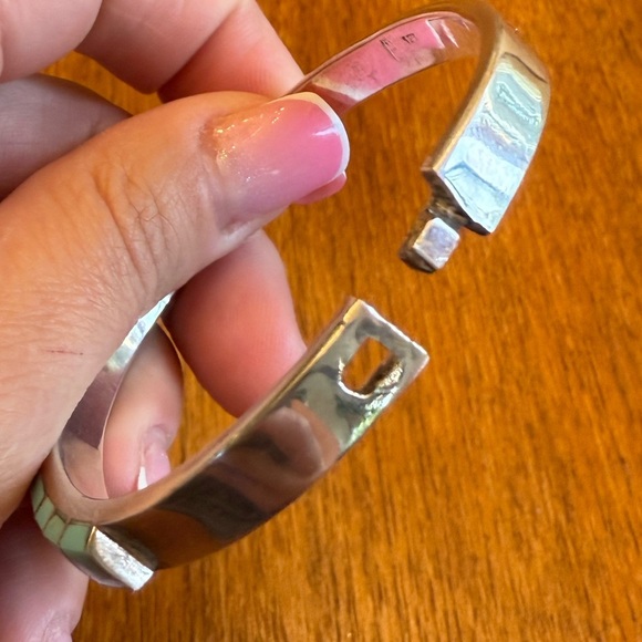 Blue Turquoise Southwestern Navajo Sterling Silver Inlay Bracelet - Picture 10 of 17